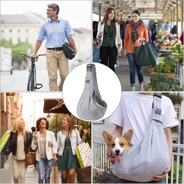 Транспортна сумка для собак та котів з плечовим ременем, для маленьких собак та котів, для подорожей на відкритому повітрі (блакитна, сіра)