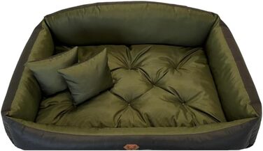 Ортопедичне ліжко для собак Dogs4Life: м'яке, миється, з можливістю персоналізації імені. Розміри S-XXL, колір хакі.