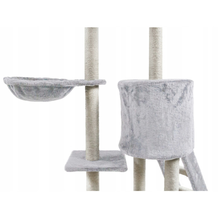 Когтеточка-вежа для котів Pet HOBBY, сіра, 101-160 см, 5 рівнів, сизаль