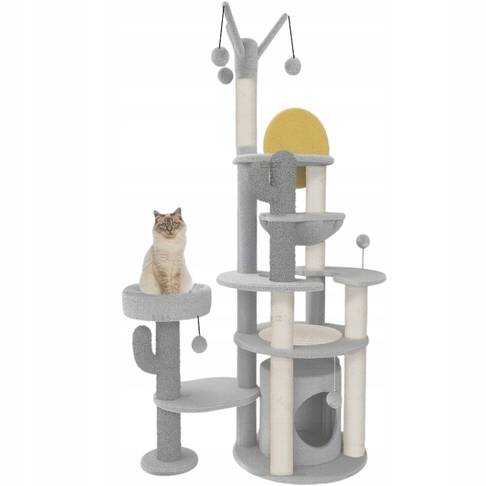 Високий когтеточка-комплекс із лежаком та стовпчиком для кігтів ToolsMed, 161 - 220 см