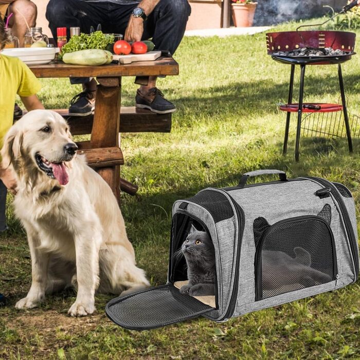 Транспортна переноска для котів з туалетом, складана переноска для котів, собак, цуценят, великих котів, дихаюча переноска з плечовим ременем