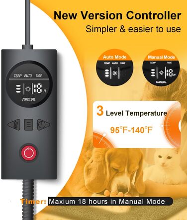 Електричний нагрівальний килимок для собак та котів з регулюванням температури, сірий