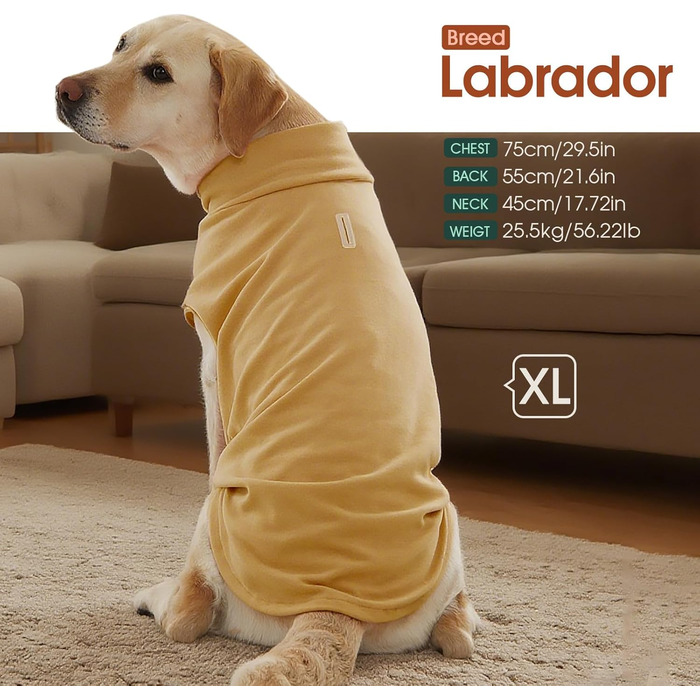 Теплий пуловер для собак Kuoser, розмір L, коричневий: м'який флісовий жилет для середніх собак