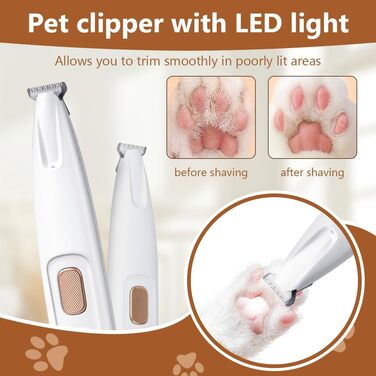 Триммер для собак VSSHE: професійний, безшумний, вологостійкий, з LED-підсвічуванням, акумуляторний, для догляду за лапами, очима, вухами, обличчям та тілом собак та котів