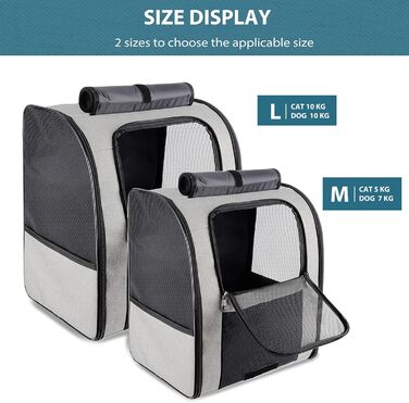 Рюкзак для собак та котів PETCUTE: зручний та дихаючий, сірий колір