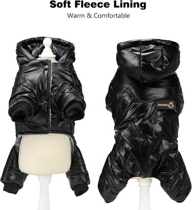 Водонепроникний теплий зимовий одяг для собак Petcute з капюшоном. Куртка-пуховик для маленьких, середніх та великих собак. Чорний колір, розмір M