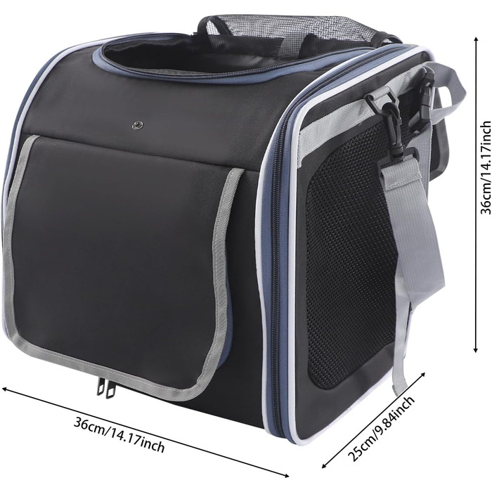 Клітка-переноска для тварин на велосипед, 36x25x36 см, чорна