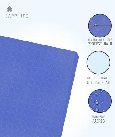 Матрац для собак, вологостійкий, сертифікований FR, міцний, для вулиці, розмір M, 90 x 60 x 5 см, блакитний