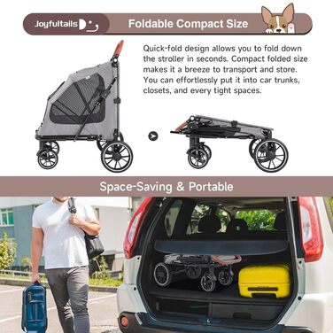 Візок для собак до 50 кг, складний, для великих та середніх собак, візок для котів, вантажний візок для собак з 4 колесами, регульована ручка