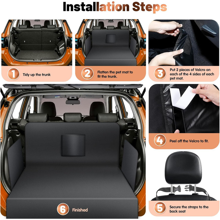Захист для багажника автомобіля від бруду для собак AiQInu з боковинами та захистом краю завантаження, універсальний килимок для багажника автомобіля для собак, водонепроникний, неслизький, стійкий до подряпин, підходить для автомобілів, універсалів, міні