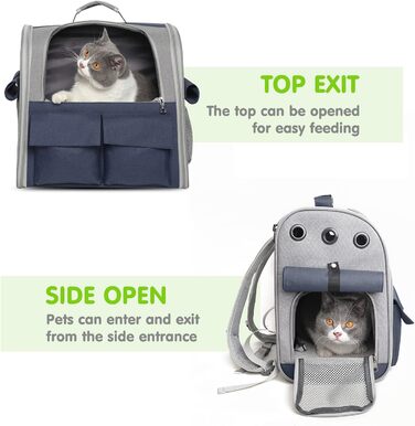 Рюкзак для тварин PETCUTE: переноска для собак та котів, з виймальною підстилкою та ременем безпеки, зелений (блакитний)