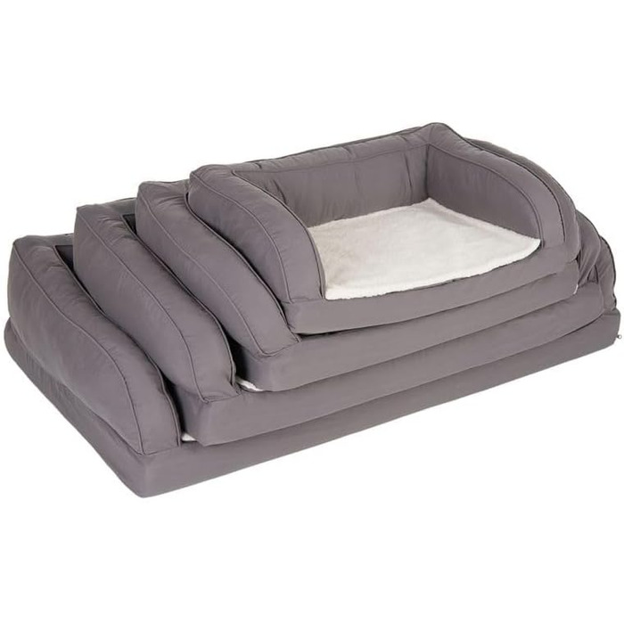 Ортопедичний лежак для собак Zooplus | Лежанка з Memory Foam | М'який матеріал, високий борт | З плюшевою подушкою (S-L, 75x50x25 см)