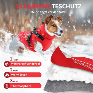 Водонепроникний теплий зимовий накидка для собак маленьких порід, світловідбиваючий, з дзвінком, бавовна, червоний, XXL