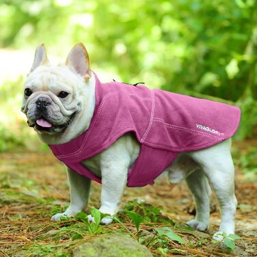 Теплий зимовий пуховик для собак VIVAGLORY з флісу, з захистом живота та клямками, регульований, S, фуксія