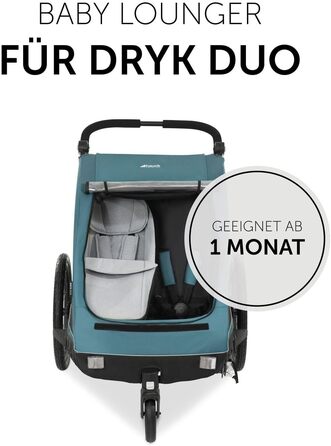 Фahrра-причіп Hauck Dryk Duo Plus Set для 2 дітей з люлькою, тентом та дощем. Складається, з підвіскою та функцією коляски, темно-синій