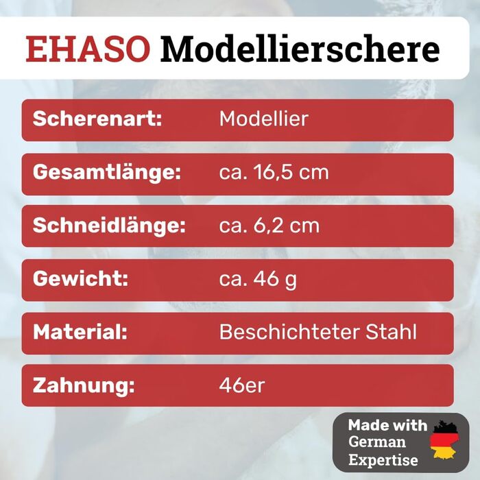 Ножиці моделювальні EHASO, титанові, 16,5 см, 46 зубців