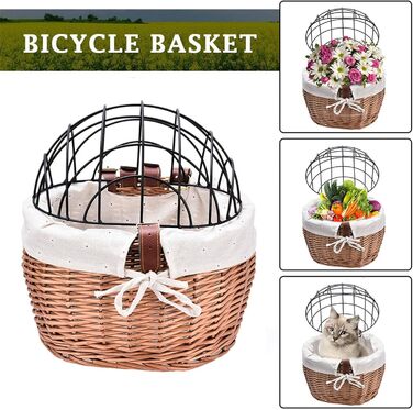 Плетене велосипедне крісло-переноска для собак та котів, безпечний знімний кошик на кермо, комфортне та портативне, для велосипедних подорожей