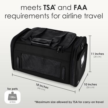TSA сумка-переноска для тварин з PU шкіри, XS/S, для маленьких собак і котів
