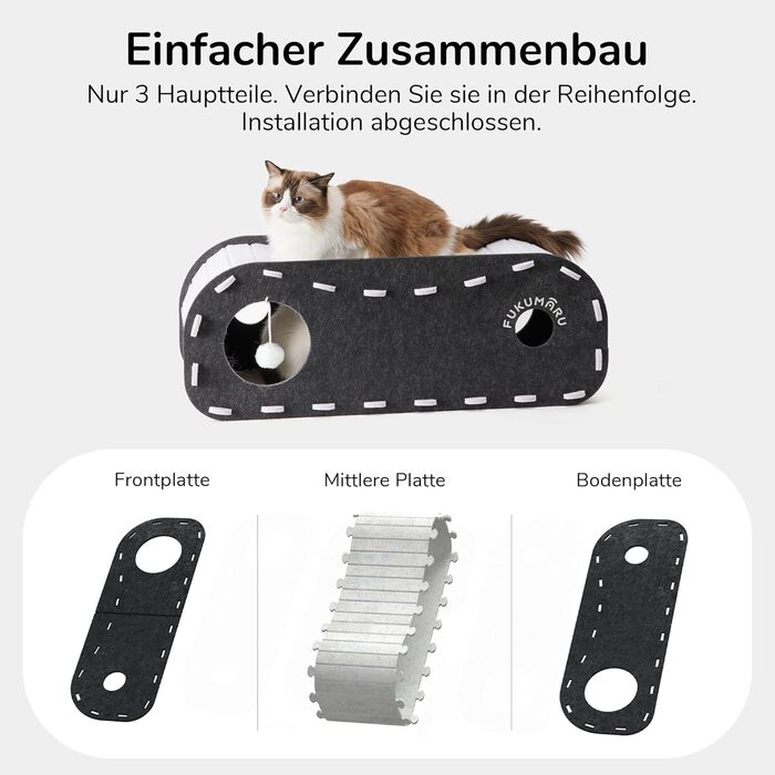 Кігтеточка-будиночок для котів FUKUMARU, чорна філцова кімната-лежанка для сну та ігор, 2-ярусна