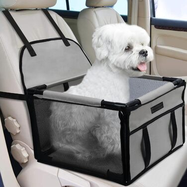 PetsHome Автокрісло для собак, складне, водонепроникне, дихаюче, оксфорд, з 12 ПВХ-трубками, для малих і середніх собак, автокрісло-бустер для подорожей