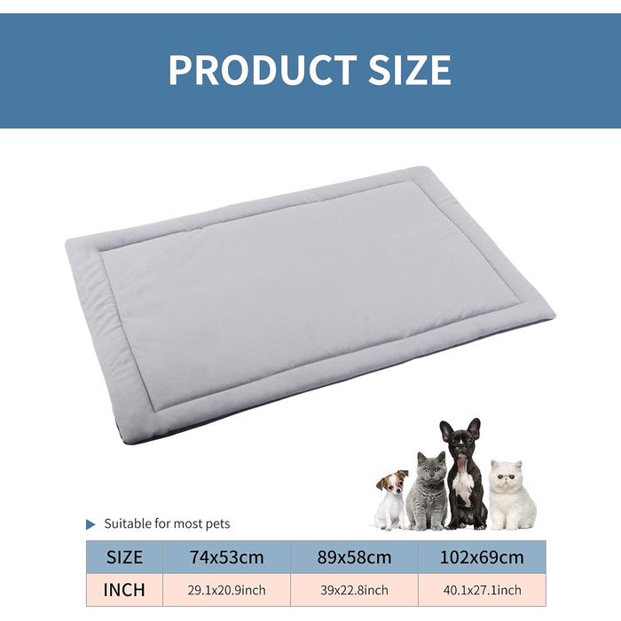 М'який килимок для собак та котів IEUUMLER FC004, 102*69 см / 89*58 см, сірий