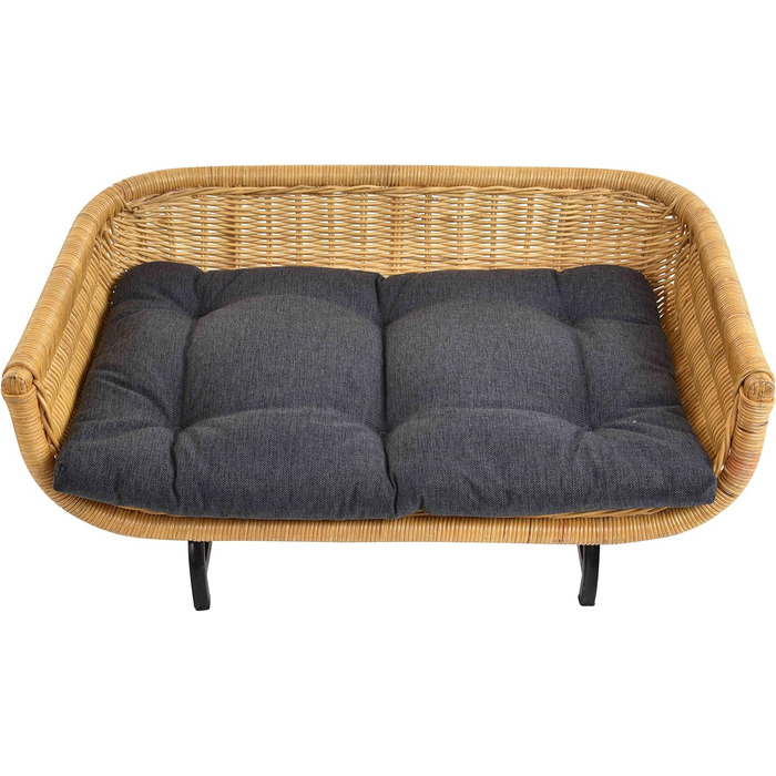 Ексклюзивний плетений лежак для собак/кішок з ротангу, великий (XL), з подушкою, Honey