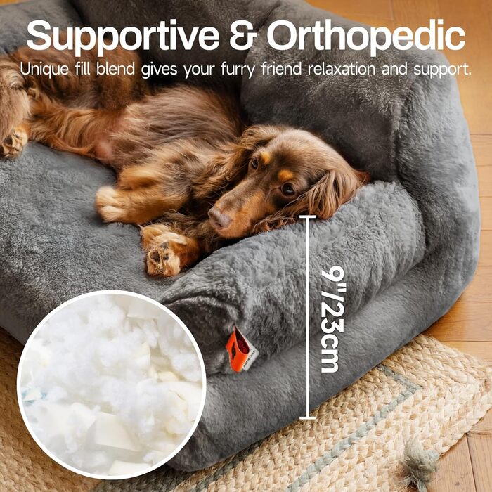 М'яке ліжко для котів та собак MEWOOFUN, зручне диван-ліжко, сіре, 66x48x33 см