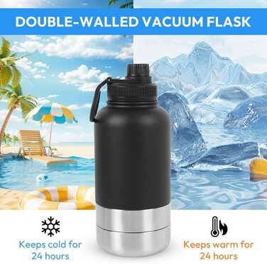 Водяна пляшка для собак на 950 мл з мисками для їжі та води, 4 в 1, з нержавіючої сталі, без BPA