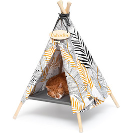 Кішка та собака: стильна печеринка-будиночок 53x53x70 см (листя)