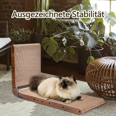 Кігтеточка для котів L-подібна з іграшкою, з картону, 69 см