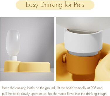 Водяна пляшка для собак Aimondow, подорожна миска для води для цуценят, портативна пляшка для води для домашніх тварин, витокозахисний диспенсер для води з годівницею для цуценят для прогулянок, походів, подорожей (340 мл) (жовтий, 16.9oz)