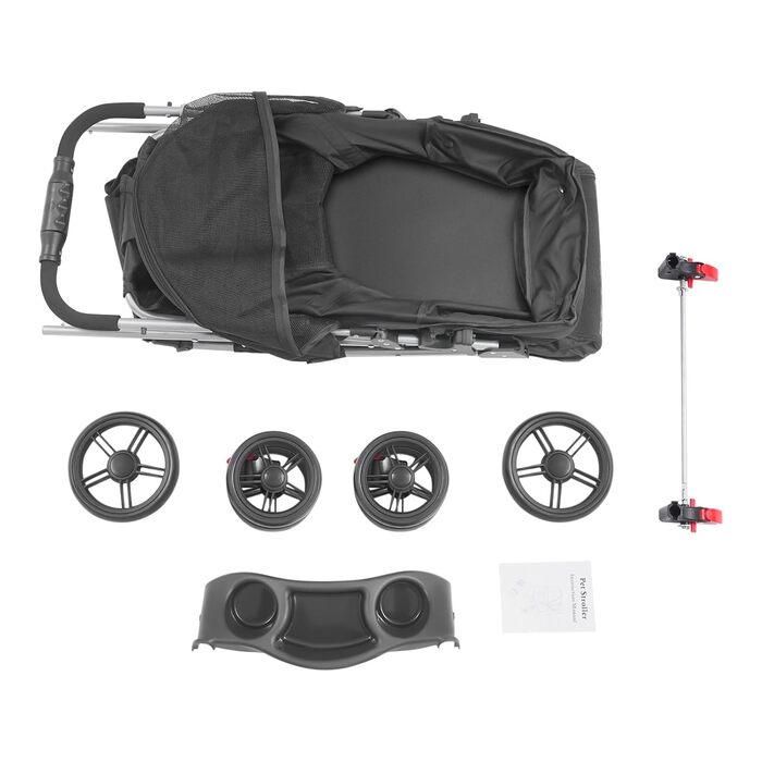 Трансформер для собак і котів: складаний візок для тварин з кошиком, вантажопідйомність 15 кг, колеса з блокуванням, для собак і котів середніх розмірів