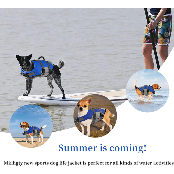 Світловідбиваюча жилетка для собак, регульована, з ручкою для рятування, для плавання та катання на човнах. Безпечна жилетка для собак з Ripstop тканини, підходить для малих, середніх та великих порід