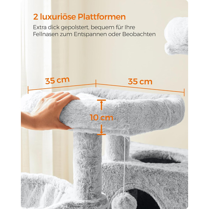 Драбина для котів Feandrea велика, кігтеточка з м'яким покриттям, для великих котів, Ombré сіро-біла PCT162W01