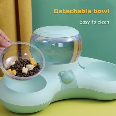 Миска для котів з диспенсером води, миски для котів, піднята годівниця для котів, станція для годування котів, диспенсер для води для котів великої ємності, неслизька миска для котів (зелена)