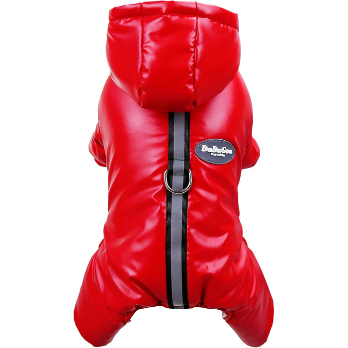 Теплий зимовий одяг для собак Izefia: куртка-комбінезон, бавовна, червоний, L (довжина спини 27 см)