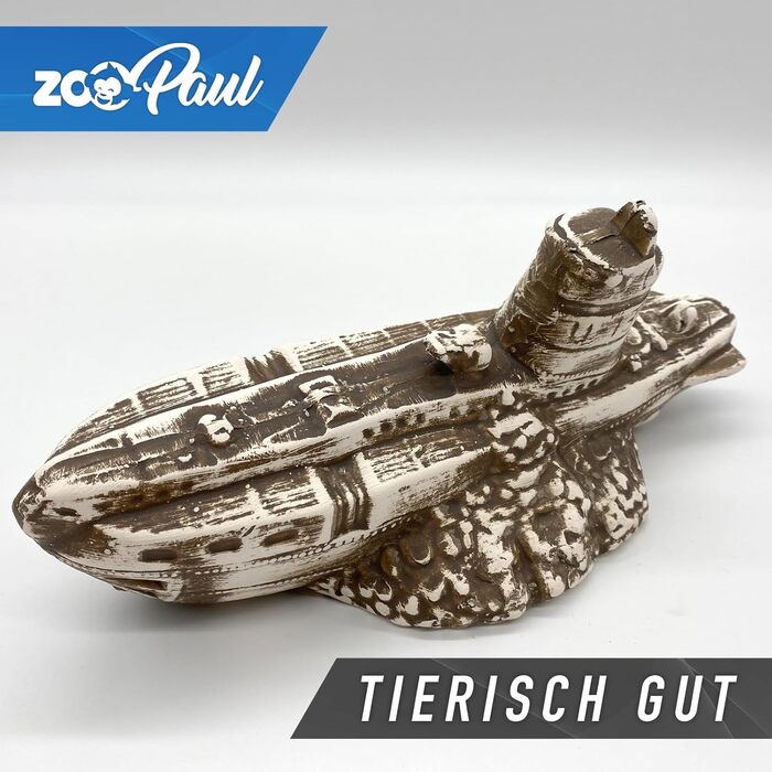ZooPaul Керамічна декорація для акваріума та тераріума U-Boot, уламок корабля, XXL, 30x10x13 см