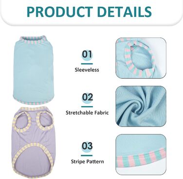 Сорочка для собак Katzinst (2 шт.) - сонцезахист, дихаючий матеріал, для середніх собак (Французький бульдог). Розміри: L (обхват грудей 46 см), M (обхват грудей 40 см). Кольори: зелений хакі + світло-блакитний + світло-ліловий