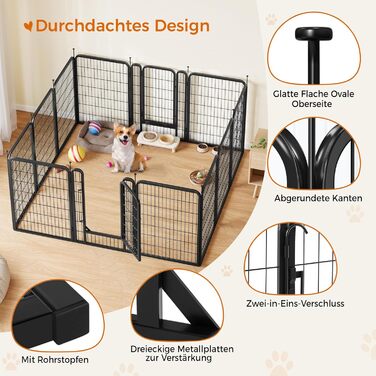 Вольєр для собак Yaheetech 8-секційний, 80 см, для квартири та саду, з'єднання з круглим головою, складаний, без інструментів (100 см висота)