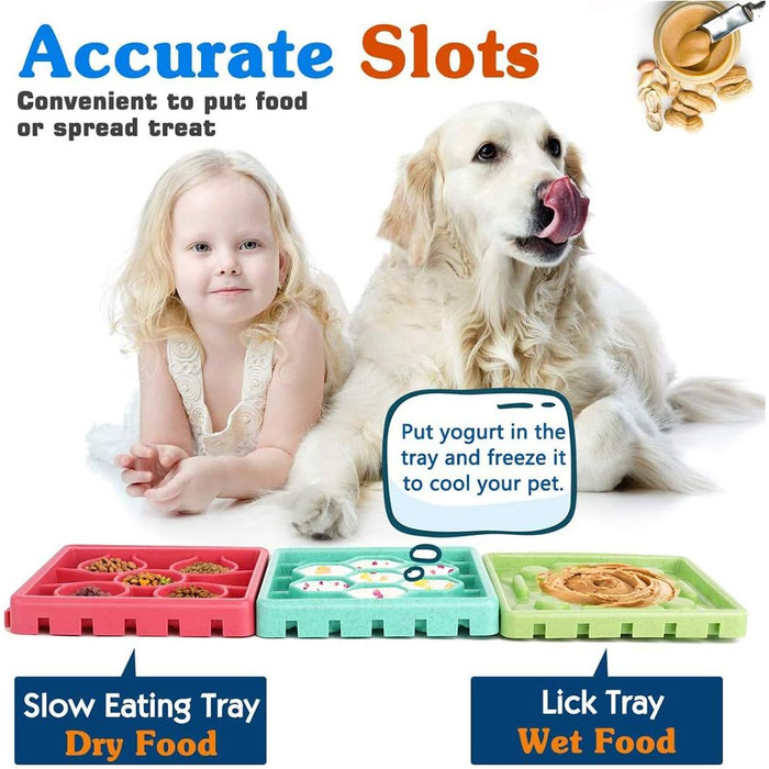 Набір мисок для собак 4 в 1 з уповільненням годування, інтерактивна миска для собак та котів, з присосками (4 шт.)