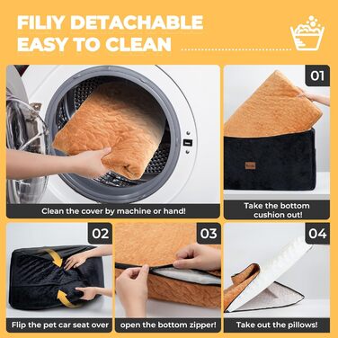 Автокрісло для собак великих та середніх порід до 27,2 кг – З піднятою передньою частиною (35,6 см), подушка з Memory Foam, знімний чохол (чорний/коричневий)