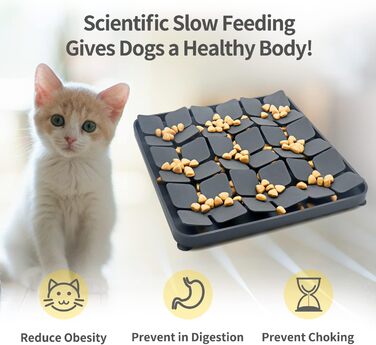 Килимок для повільного годування Hund & Katze Bowite Silikon з присосками для котів та маленьких собак (сірий)