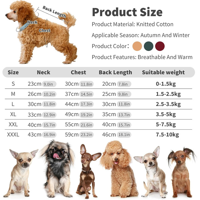 Теплий зимовий пуловер для собак та котів PETCUTE, зручний одяг для маленьких, середніх та великих собак, теплий зимовий одяг для тварин, подарунок для собаки або кота, червоний, розмір S