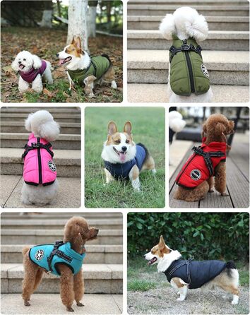 Зимовий теплий одяг для собак V.PET.B.R. - Куртка для собак, поліестер, вбудований нашийник, водонепроникна, вітронепроникна, світловідбиваюча, зручна, регульована, на блискавці, червона, для прогулянок, універсальна, XXL