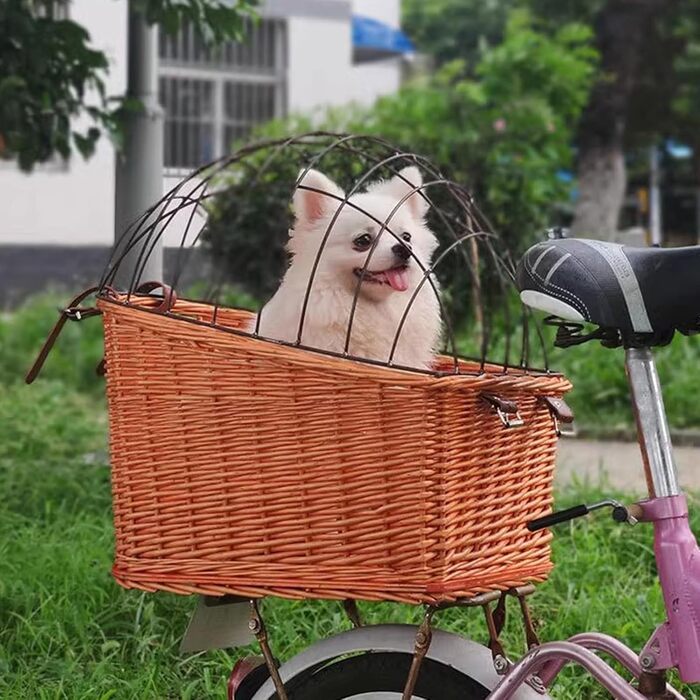 Фаркоп для тварин на велосипед - плетений кошик для котів та собак, транспортна клітка з металевим покриттям, кріплення до заднього колеса