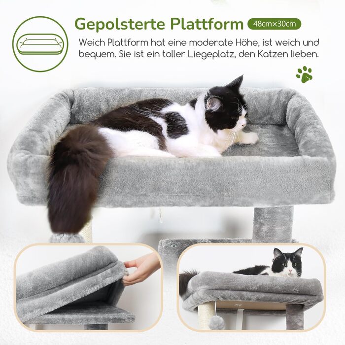 Комплекс для котів Globlazer Kratzbaum з гамаком 45x40 см, будиночком, платформами, 137 см, світло-сірий