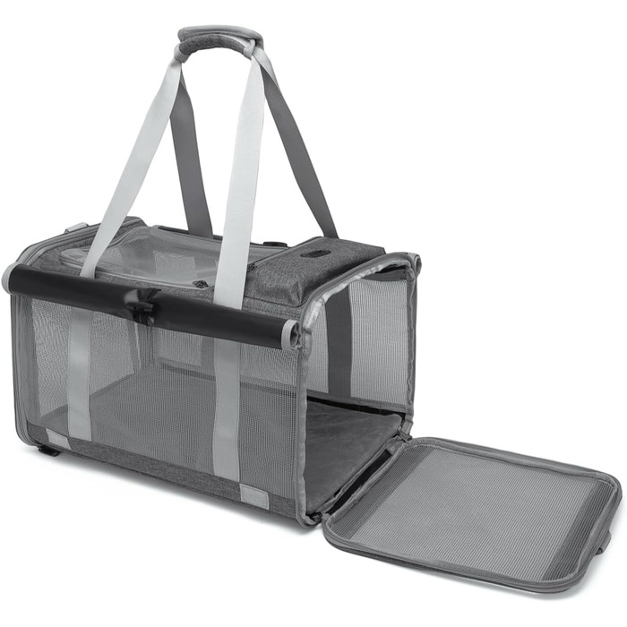 Транспортна сумка для котів та собак до 8 кг, сірого кольору. Зручна, дихаюча, з ремінєм через плече та надійними застібками. Ідеально для подорожей, ветеринара, авто та літака.