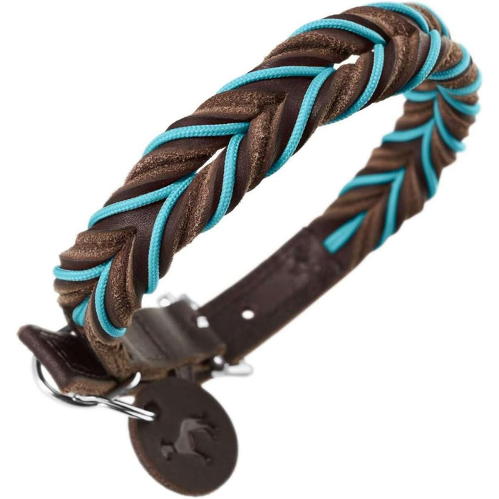 Нашийник HUNTER Solid Education Cord, 50 см, темно-коричневий/бірюзовий, нейлоновий