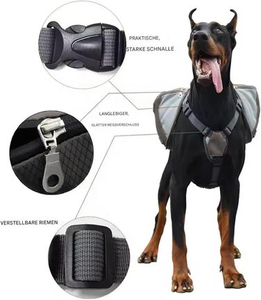 Рюкзак для собак | Великий рюкзак для прогулянок, подорожей та перевезення | З кишенями та регульованими відділеннями