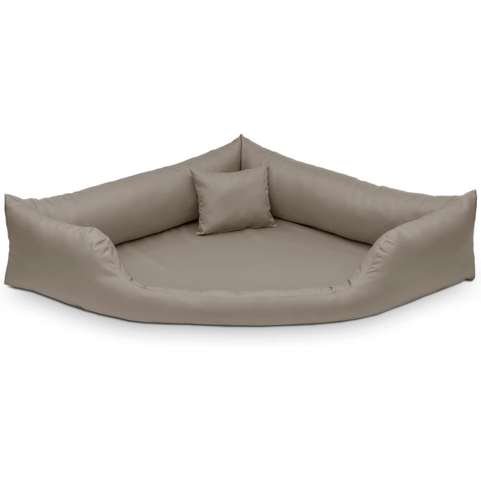 Лягушкове ліжко для собак Juelle з екошкіри, кутове, для середніх та великих собак, з м'яким подушкою, диван Gabi M-XXL (Brüder Beige), колір: Бежевий, розмір: M - 80x80x20 см